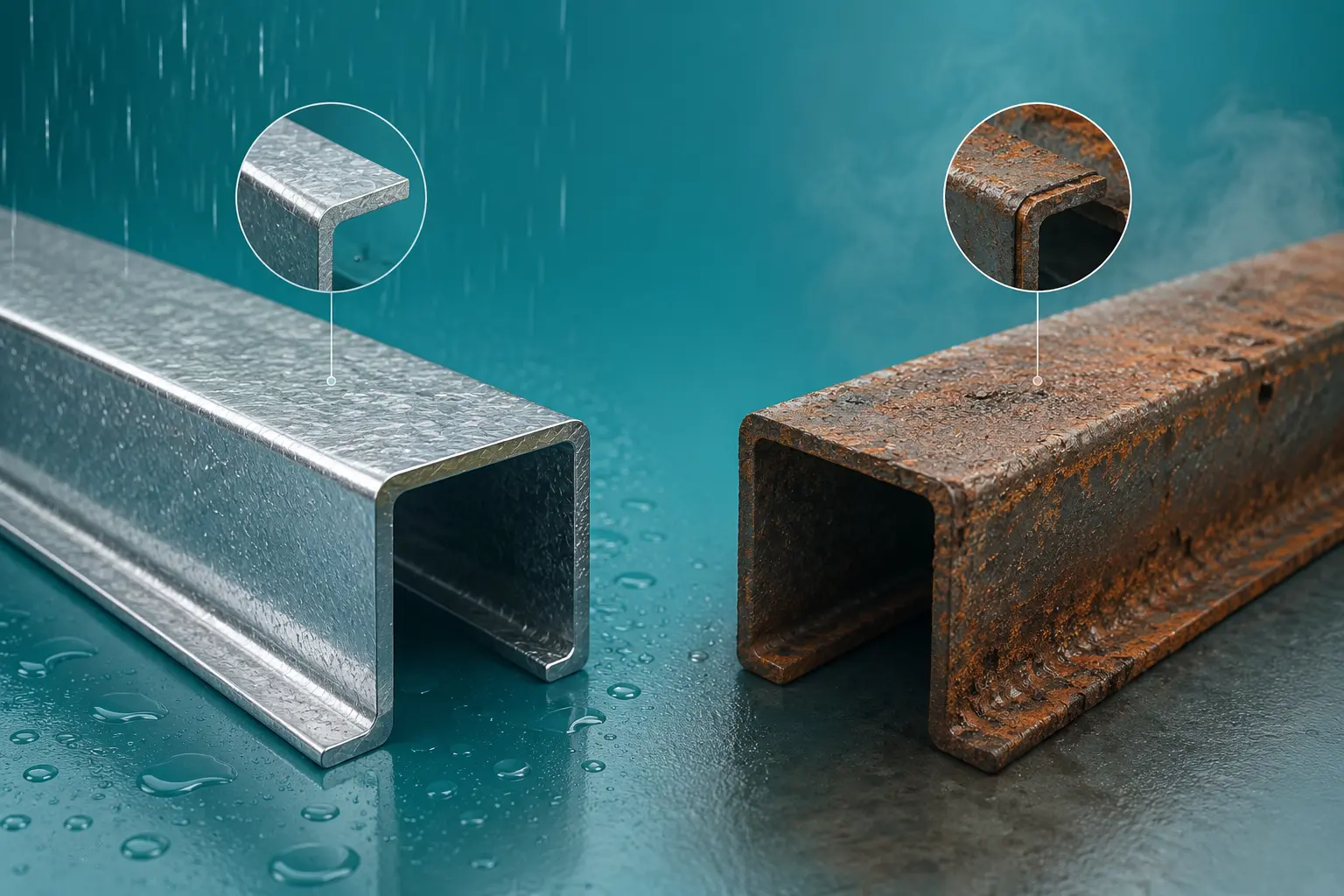 Galvanized C Channel steel corrosion protection for outdoor structures