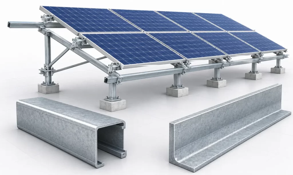 C-channel vs angle iron solar structure comparison