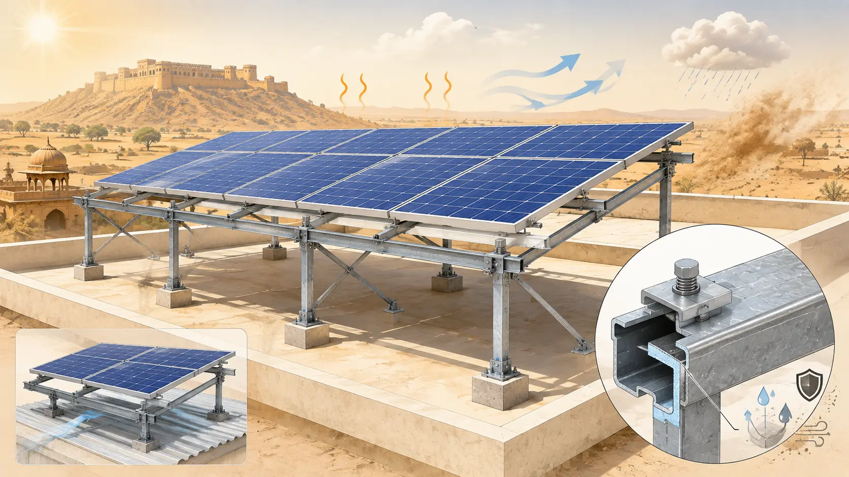 C-channel solar structure in Rajasthan environment